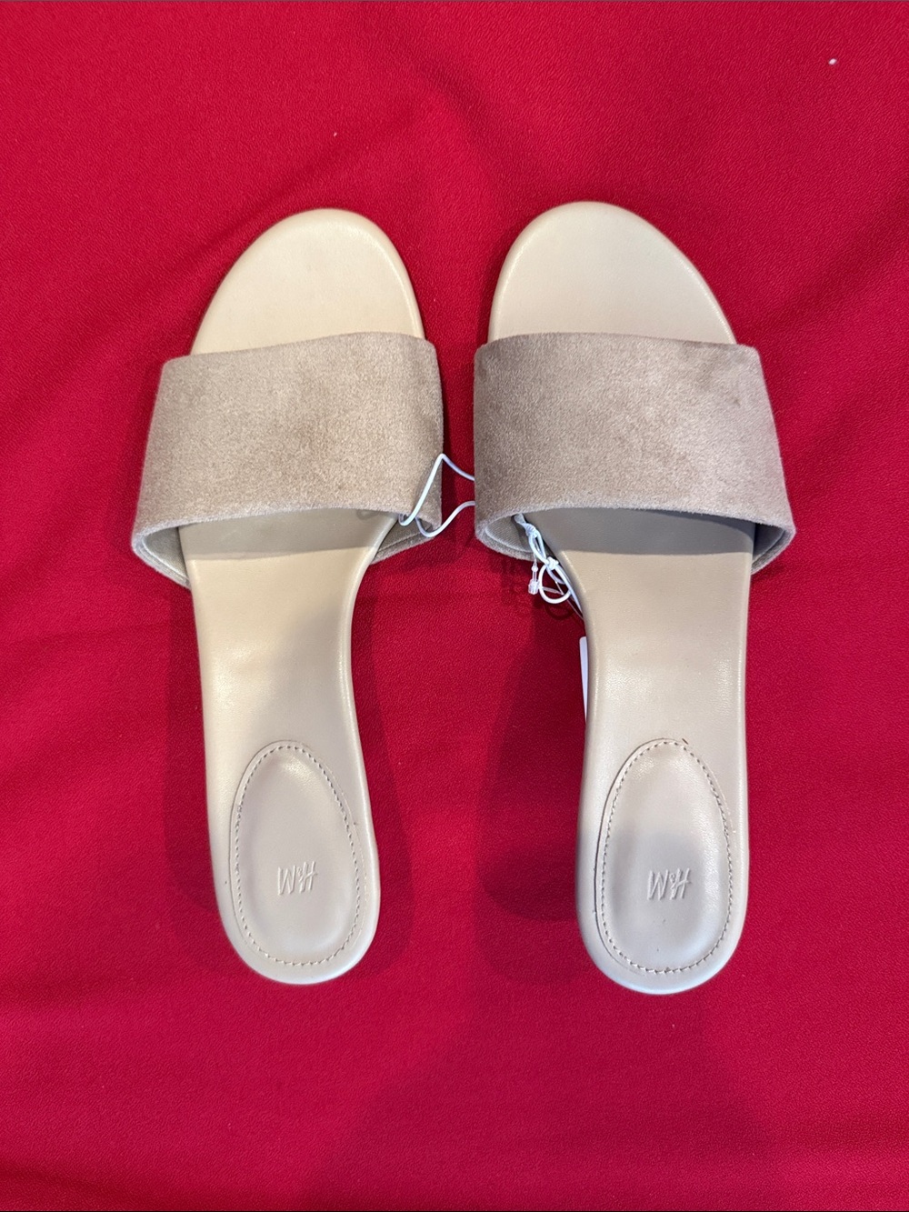 H&M Nude Tan Suede Slide Mules NWT